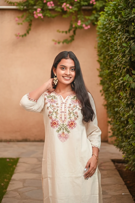 Premium Khadi Cotton Handwork Kurta