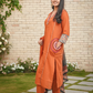 Orange Cotton Embroidery Contrasting Border Printed Dupatta