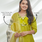 Lemon Green Hevay Chanderi Hand work Kurta Set