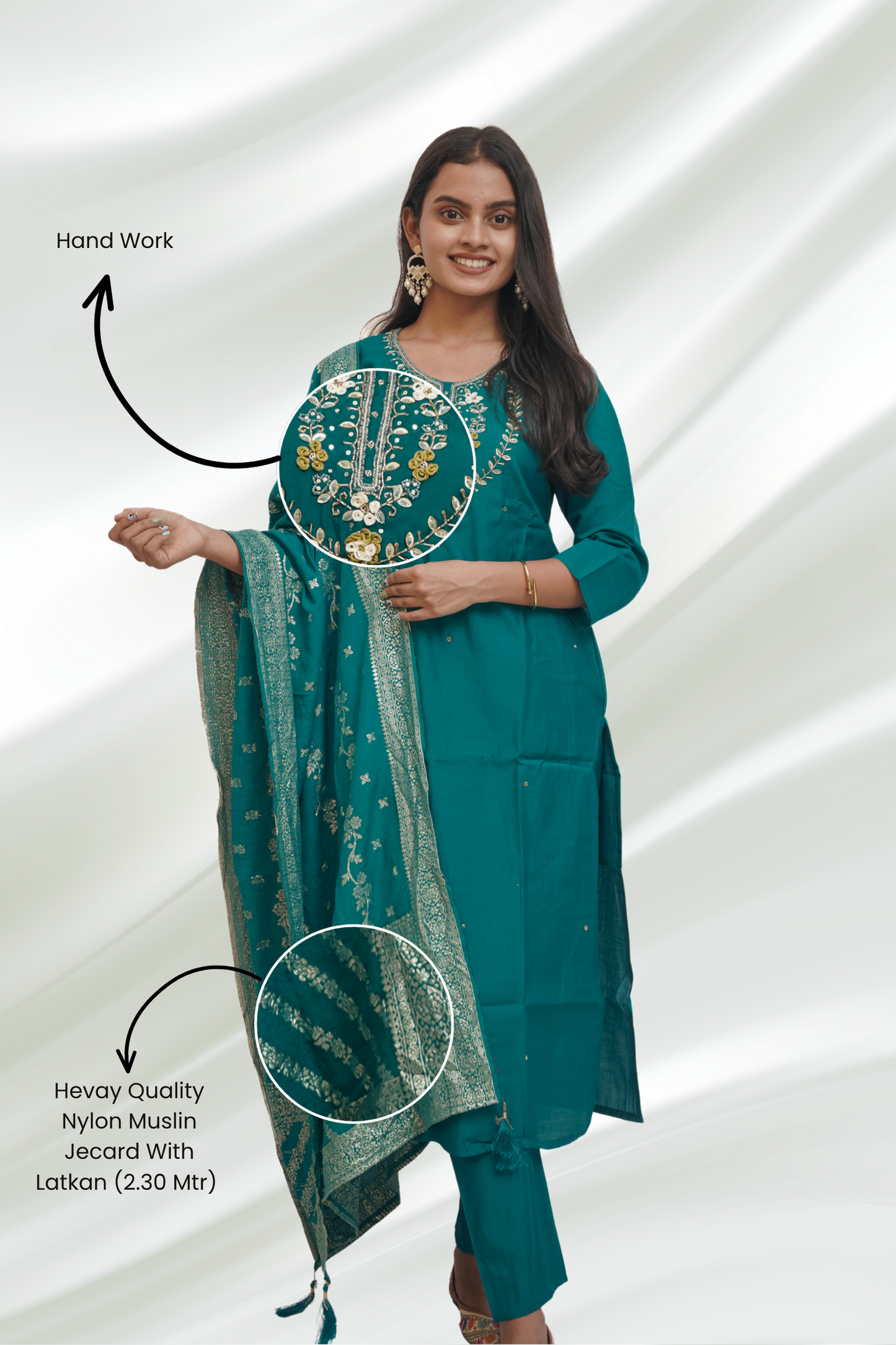 Rama Nylon Muslin Fabric Kurta Set