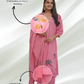 Women Pink Embroidered Cotton A-Line Kurta Set