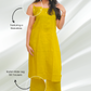 Mustard Yellow Sleeveless Kurta Palazzo With Tie-Up Detailing.