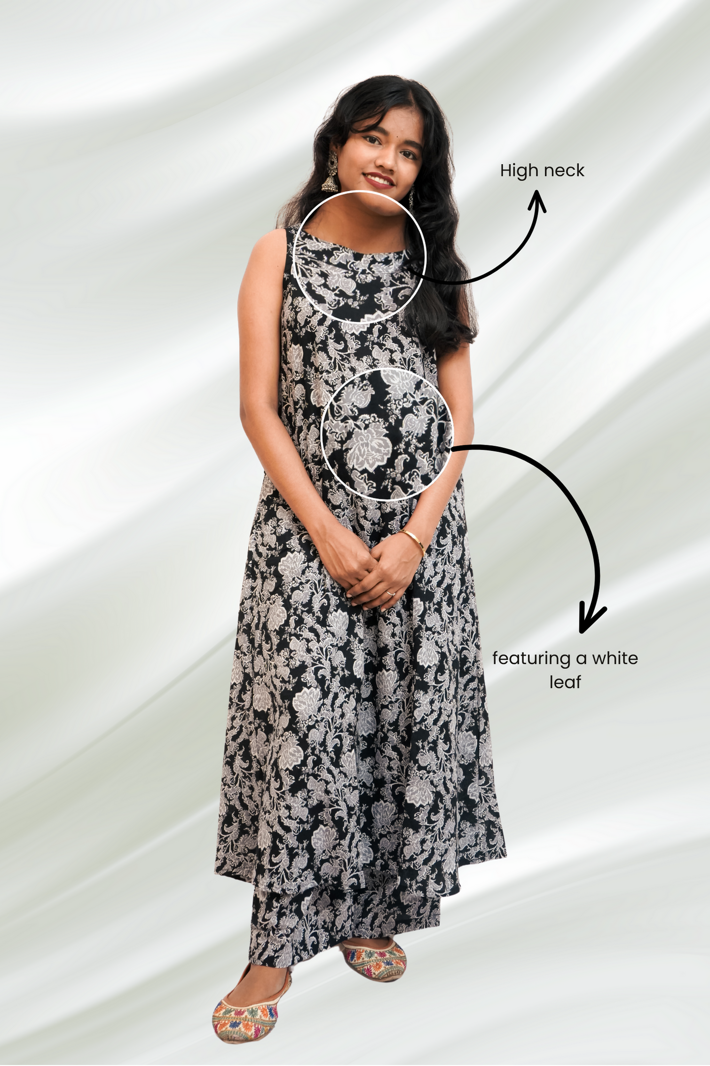 Black Monochrome Floral Print Co-ord Set