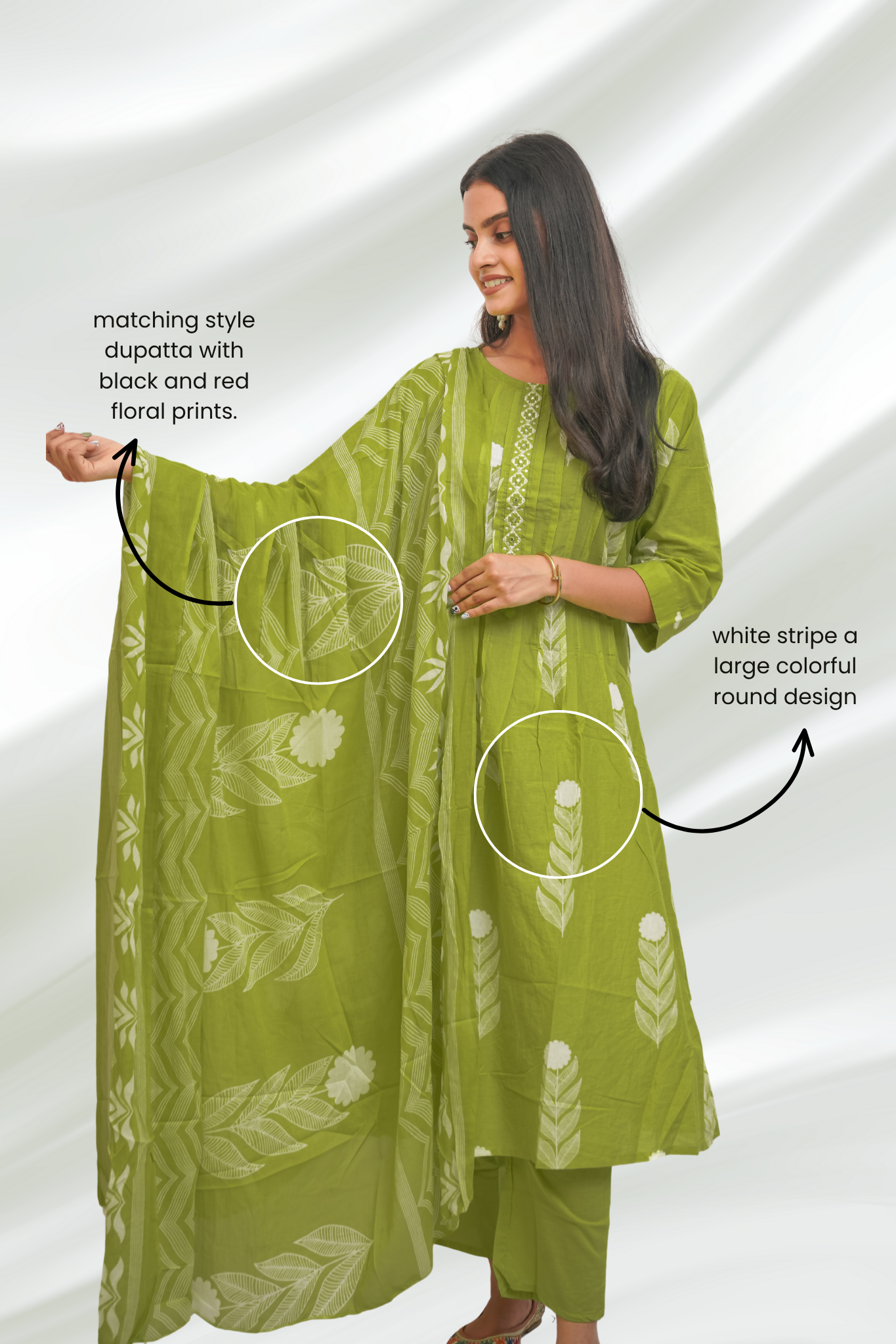 Elegant lime Block Print Kurta Set