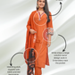 Orange Cotton Embroidery Contrasting Border Printed Dupatta