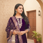 Dark Purple Lichi Silk Kurta Set