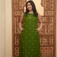 Green Neckline Embroidery With Yellow Dot Kurta Set