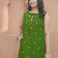 Green Neckline Embroidery With Yellow Dot Kurta Set