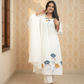 Women White Embroidered Cotton A-Line Kurta Set