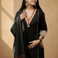 Black Cotton Embroidery a Contrasting Border Printed Dupatta