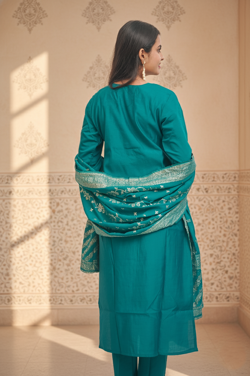 Rama Nylon Muslin Fabric Kurta Set