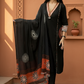 Black Cotton Embroidery a Contrasting Border Printed Dupatta