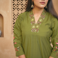 Light Mahendi Muslin Fabric Kurta Set