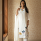 Women White Embroidered Cotton A-Line Kurta Set