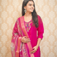 Pink Roman Silk Handwork Kurta Set