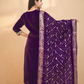 Dark Purple Lichi Silk Kurta Set