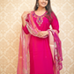 Pink Roman Silk Handwork Kurta Set
