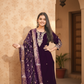 Dark Purple Lichi Silk Kurta Set