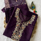 Dark Purple Lichi Silk Kurta Set