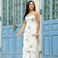 Modern Off-White A-Line With Blue Embroidery Kurta Set