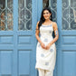 Modern Off-White A-Line With Blue Embroidery Kurta Set