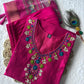 Pink Roman Silk Handwork Kurta Set