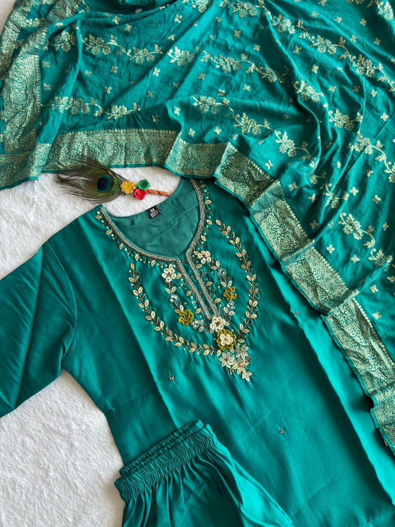 Rama Nylon Muslin Fabric Kurta Set