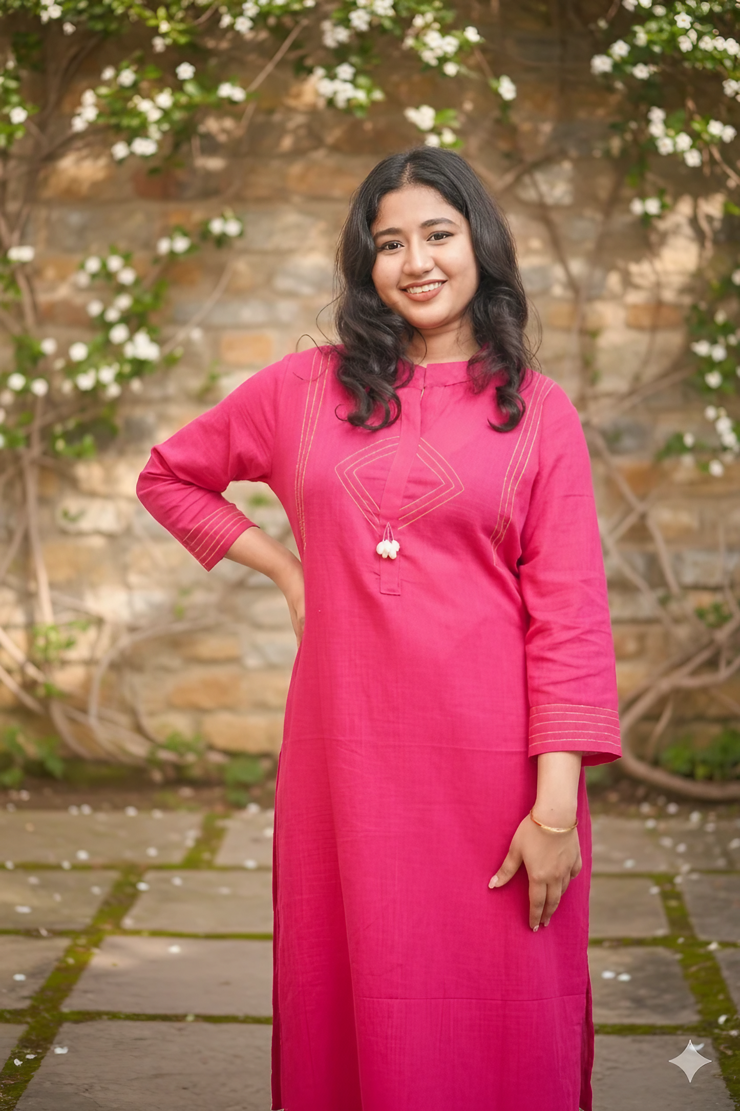 Bright Pink Ethnic Kurta And Palazzos
