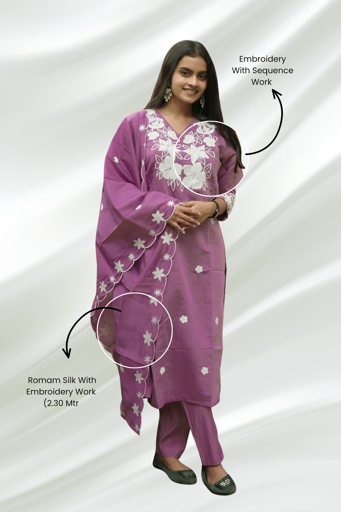 Ice wine Straight Art Embroidery Silk Kurta Set