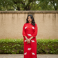 Red Kurta Set With White Elephant Embroidery Design