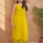 Mustard Yellow Sleeveless Kurta Palazzo With Tie-Up Detailing.